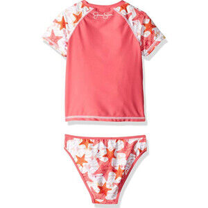 Jessica Simpson Toddler Girls' 2-Piece Rash Guard And Bikini Set In Pink Size 2T